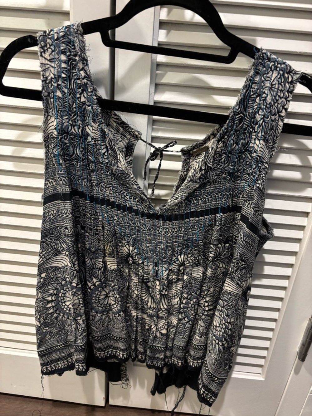 Free People Boho Printed Tie-Back Tank Top - Black & White